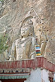 Ladakh - Mulbekh, rock carved relief of Maitreya Buddha